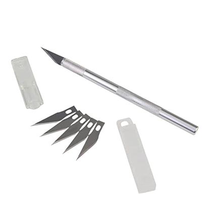 Precision Metal Paper Cutting Knife with 5 Spare Blades, X-Acto Style Pen, Cutter