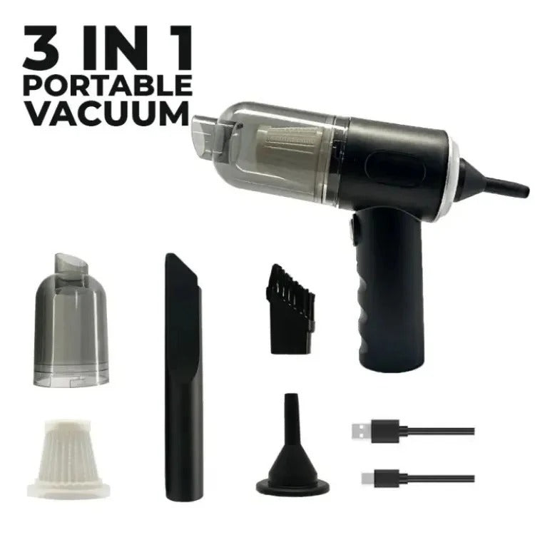 3-in-1 Cordless Handheld Vacuum Cleaner – Rechargeable, Wet & Dry, with LED Light