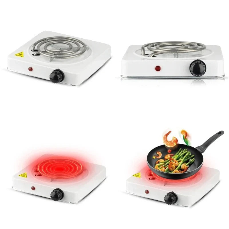 Electric Single Stove Burner - Stainless Steel Hot Plate with Adjustable Temperature, 1000W, Low Voltage, Quick Heating