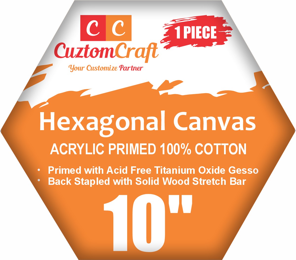 Hexagonal Canvas 6"/ 8"/ 10"/ 12" Inches Stretched Canvas for Painting