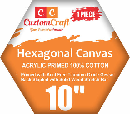 Hexagonal Canvas 6"/ 8"/ 10"/ 12" Inches Stretched Canvas for Painting