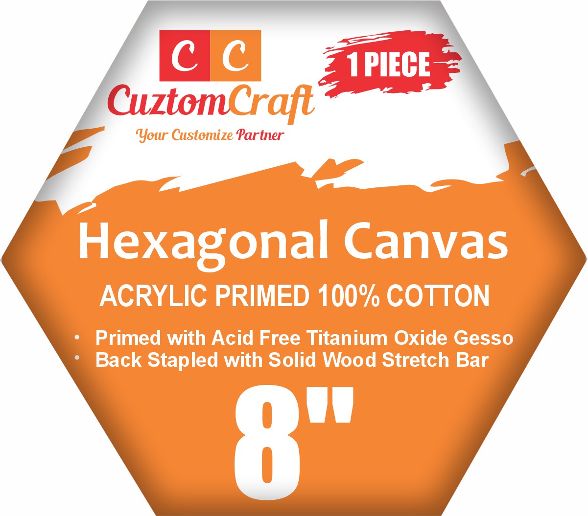 Hexagonal Canvas 6"/ 8"/ 10"/ 12" Inches Stretched Canvas for Painting